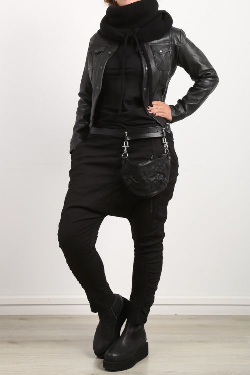 black by k&m - Leather Jacket I Want You Close Jeans Style black - Winter 2023