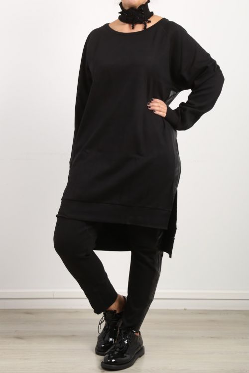 black by k&m - Sweater dress The Next Big Thing with paint stripes oversize black