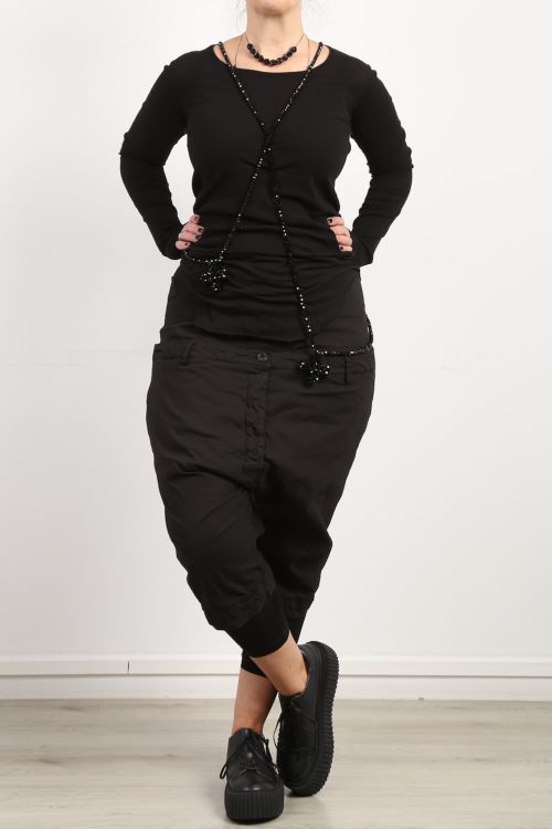 rundholz dip - Trousers with dropped waistband Super Stretch black