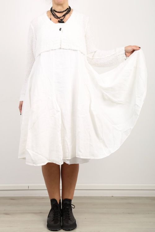 rundholz black label - Linen dress with straps and fabric panels offwhite