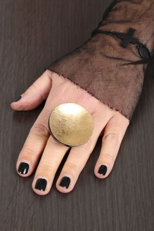 monies - Ring CAMILLA  Kamagong Wood Gold Foil Leather gold