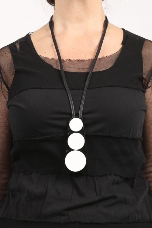 monies - Necklace JUNIPER polyester leather black white