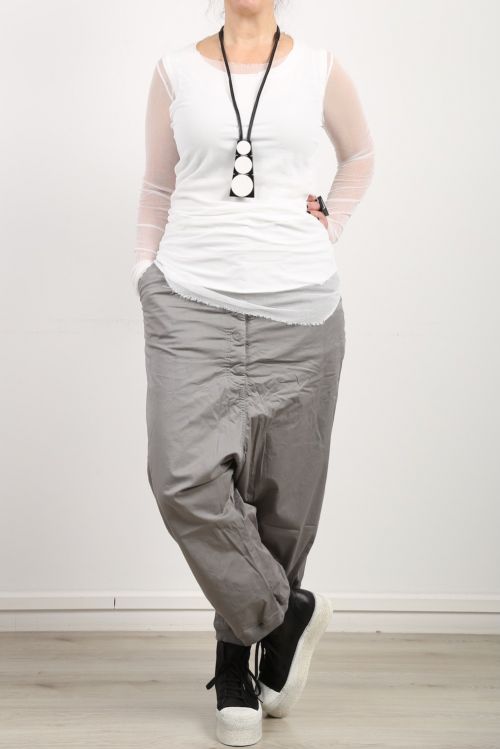 rundholz dip - Trousers Marlene shape with lower crotch and ribbed hem grey