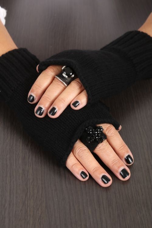 mjw - Gloves cashmere fingerless black