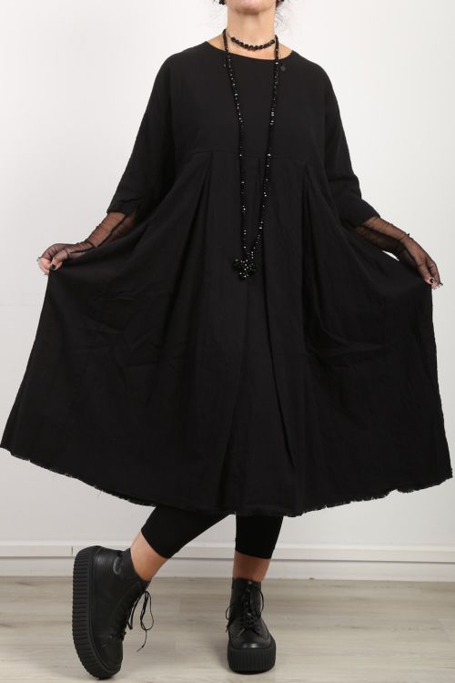 hannoh wessel - Dress DEMI with pleats Cotton Stretch Oversize black