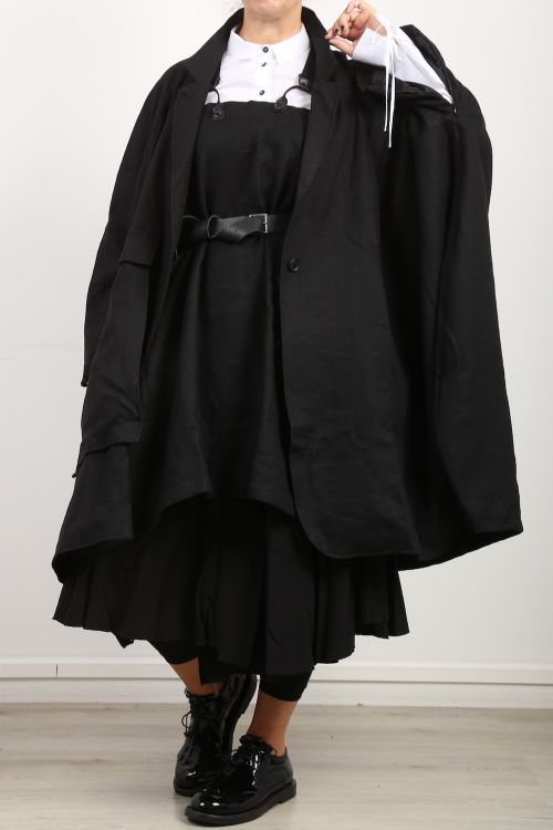 rundholz dip - Coat with large pocket wool linen mix oversize black