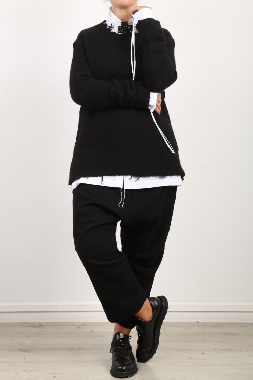 rundholz dip - Pullover mit offenen Schnittkanten kuschelig Unisex black