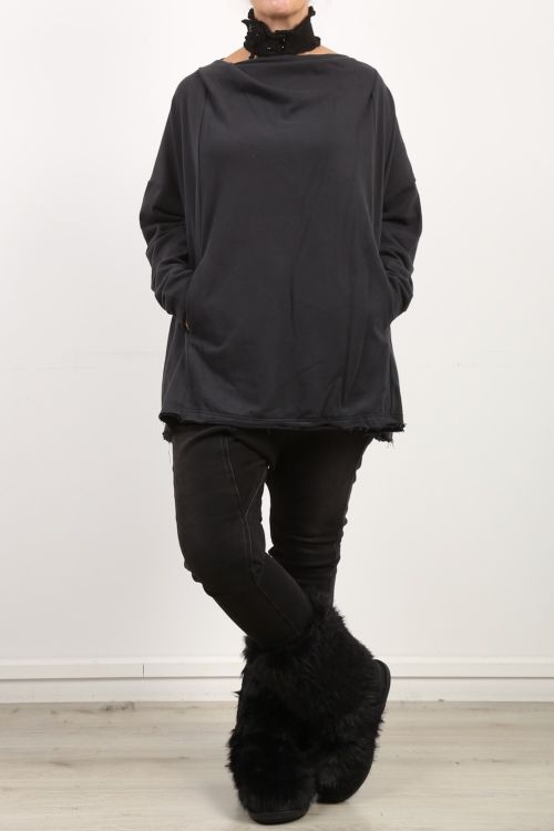 rundholz black label - Sweater mit Taschen Oversize Cotton Stretch black