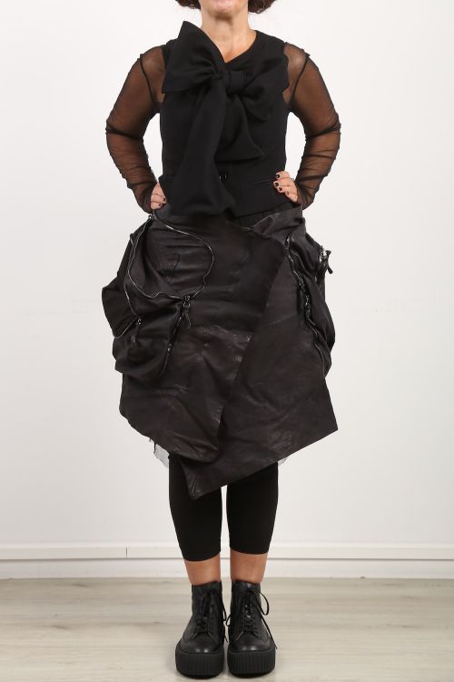 rundholz dip - Leather skirt with extra large removable pockets black