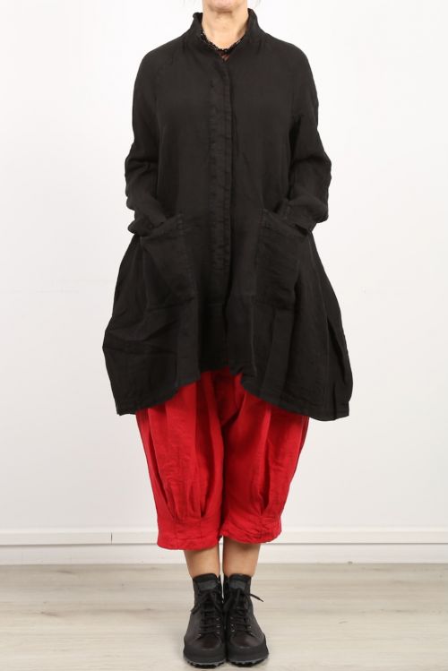 rundholz black label - Mantel mit großen Taschen Leinen Oversize black
