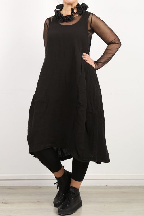 rundholz black label - Trägerkleid zum Binden Leinen Oversize black