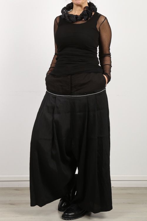 rundholz - Hose mit Schößchen Marlene Form Stoff Mix black black