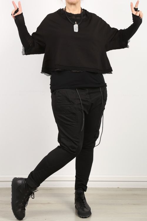 rundholz dip - Sweater with ribbed cuffs and silk oversize cuffs black