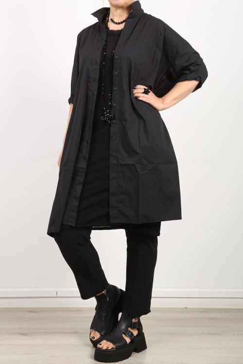 rundholz - Tubular dress with multi-layered neckline Cotton Jersey black