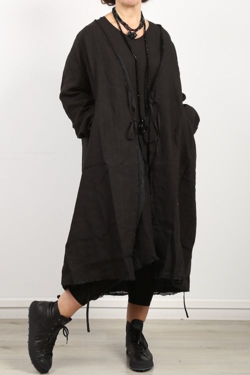 aequamente - Leinenkleid Mantelkleid variabel zu tragen black