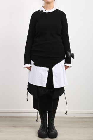 serien umerica - Stricktunika Long Pullover gekochte Wolle (Merino) black