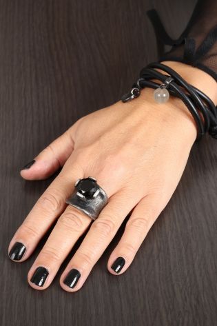 darkgem - Ring HOTSEXY mit schwarzem Turmalin massiv Silber 925er