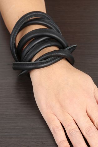 black by k&m - Leather chain leather bracelet leather strap 210cm black