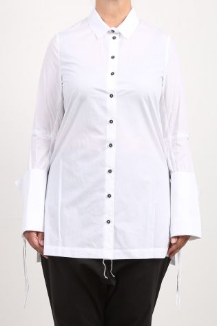 rundholz - Longblouse with wide cuffs poplin white