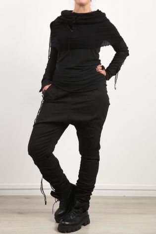 rundholz dip - Long pants with many pockets stretch black - Winter 2023