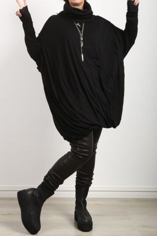 rundholz - Shirt dress in balloon shape double layered short and long sleeve oversize black - Winter 2023