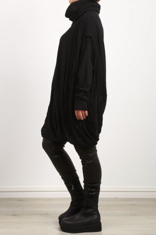 rundholz - Shirt dress in balloon shape double layered short and long sleeve oversize black - Winter 2023