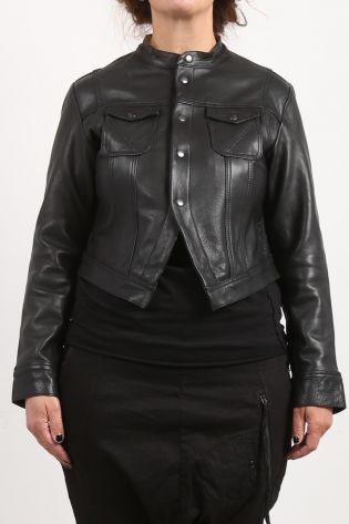 black by k&m - Leather Jacket I Want You Close Jeans Style black - Winter 2023