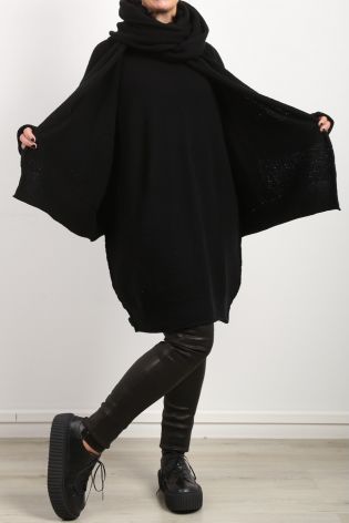 daniel andresen - Cardigan KERERU with half scarf wool (merino) black
