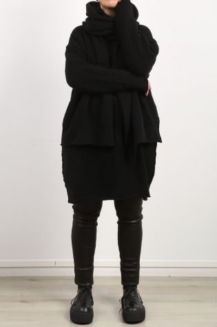 daniel andresen - Strickjacke KERERU mit halbem Schal Wolle (Merino) black