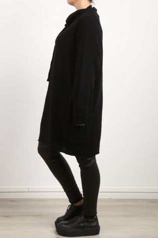 daniel andresen - Knitted dress KIKAU with 2 scarves front and back wool (merino) black