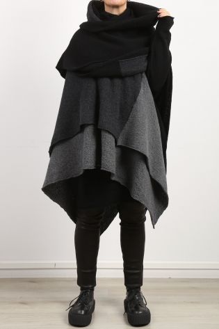 daniel andresen - Cape Stola KIKI in Tri Colori Wolle (Merino) black charcoal grey