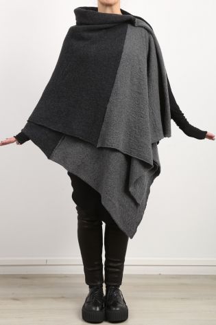 daniel andresen - Cape Stole KIKI in Tri Colori Wool (Merino) black charcoal grey