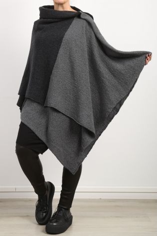 daniel andresen - Cape Stole KIKI in Tri Colori Wool (Merino) black charcoal grey