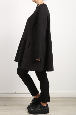 pluslavie - Dress tunic ONE SWEAT with cross button fabric mix oversize black