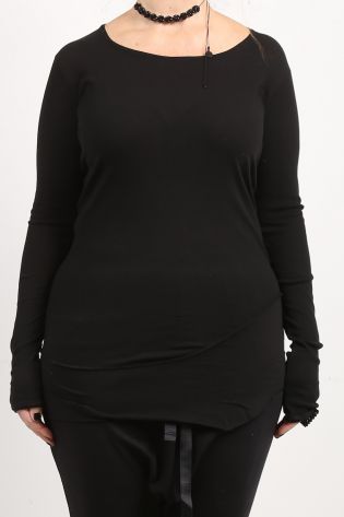 rundholz - Shirt Long Sleeve Cotton Jersey Rib black