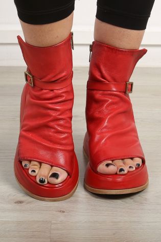 a.s.98 - Sandals with platform sole leather cherry