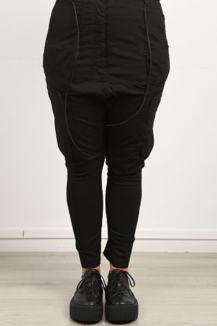 rundholz dip - Pants with many pockets and long trouser leg Cotton Stretch black