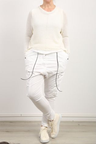rundholz dip - Hose mit vielen Taschen und langem Hosenbein Cotton Stretch starwhite