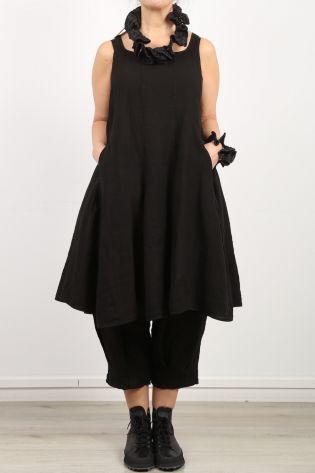 rundholz black label - Linen dress with straps and fabric panels black
