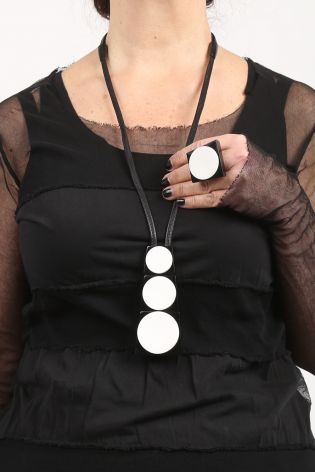 monies - Necklace JUNIPER polyester leather black white