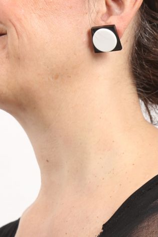 monies - Earrings RUE polyester black white