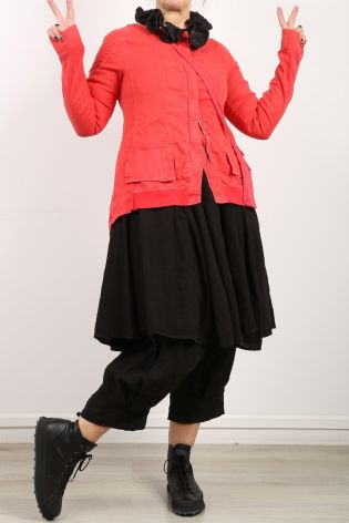 rundholz black label - Waisted jacket with pockets prewashed linen mix cherry
