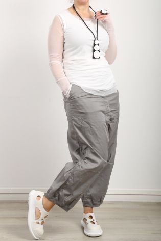 rundholz dip - Trousers Marlene shape with lower crotch and ribbed hem grey