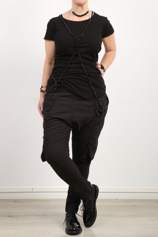 rundholz dip - Long pants with lower crotch and pockets black