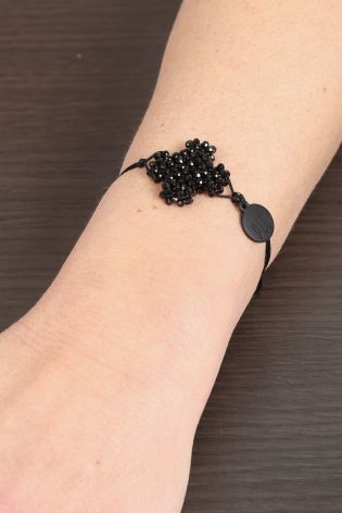 pluslavie - Armband FILIZ mit Kreuz aus Glassteinen black