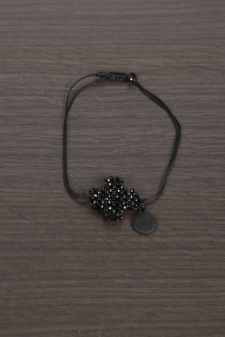 pluslavie - Bracelet FILIZ with glass stones cross black