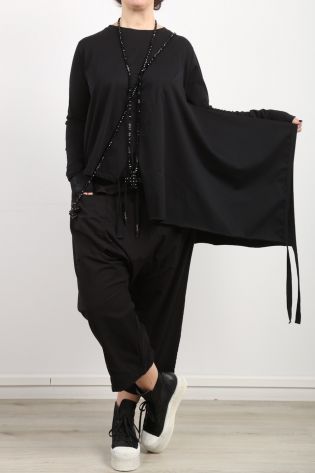 black by k&m - Shirtbluse You Look Gorgeous in Asymmetrie Cotton Jersey Stretch black