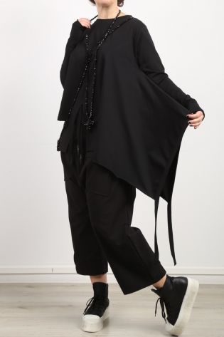 black by k&m - Shirtbluse You Look Gorgeous in Asymmetrie Cotton Jersey Stretch black