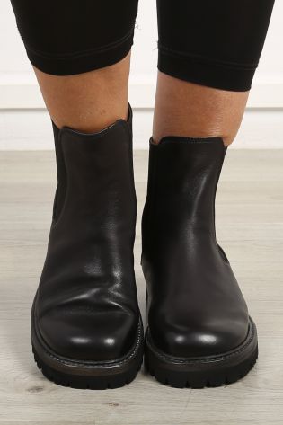 shoto - Lederschuhe Boots Chelsea mit eckiger Kappe black washed
