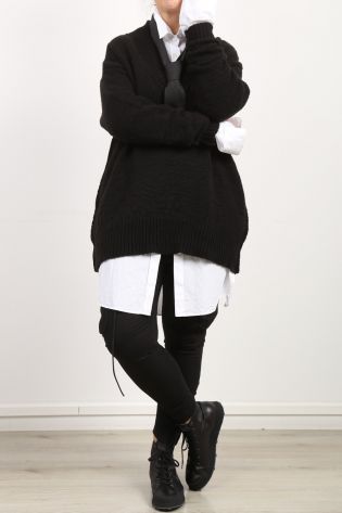 daniel andresen - Pullover FAGNANO mit großem V-Ausschnitt Boyfreind Style Wolle (Yak) black